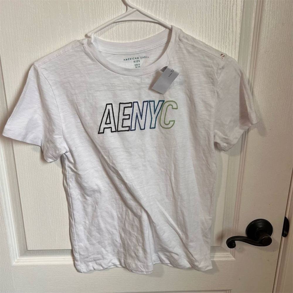 American Eagle Kids White‎ AENYC Graphic T-Shirt Size 12 10-11Y NWT 4397-100